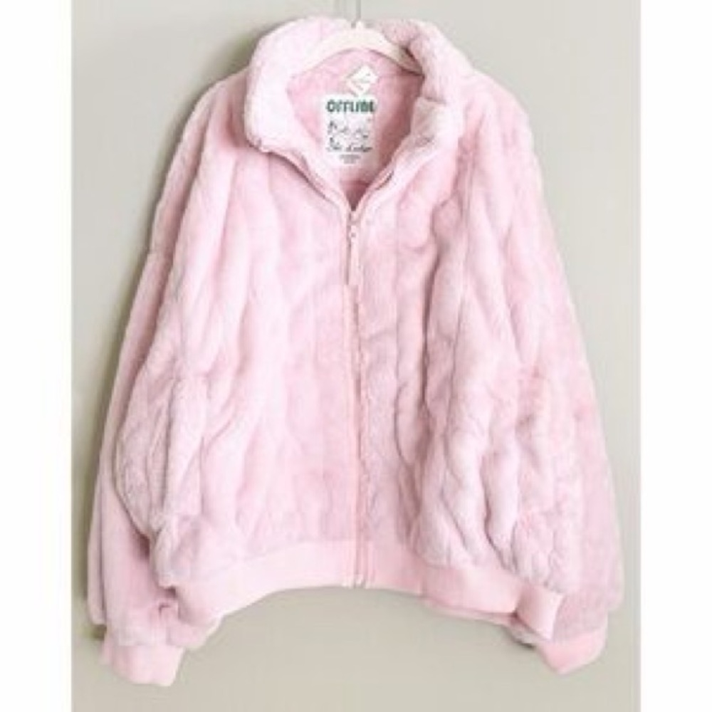 OFFLINE By Aerie Fur Full Zip Jacket Pink Size Medium Soft - Picture 8 of 8
